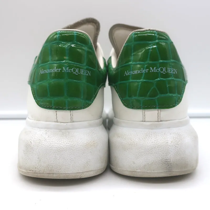 Alexander McQueen Sneakers surdimensionnées en cuir à motif crocodile blanc et vert taille 37