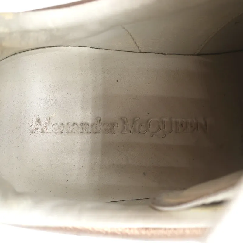 Alexander McQueen Sneakers surdimensionnées en cuir métallisé blanc et or rose taille 37