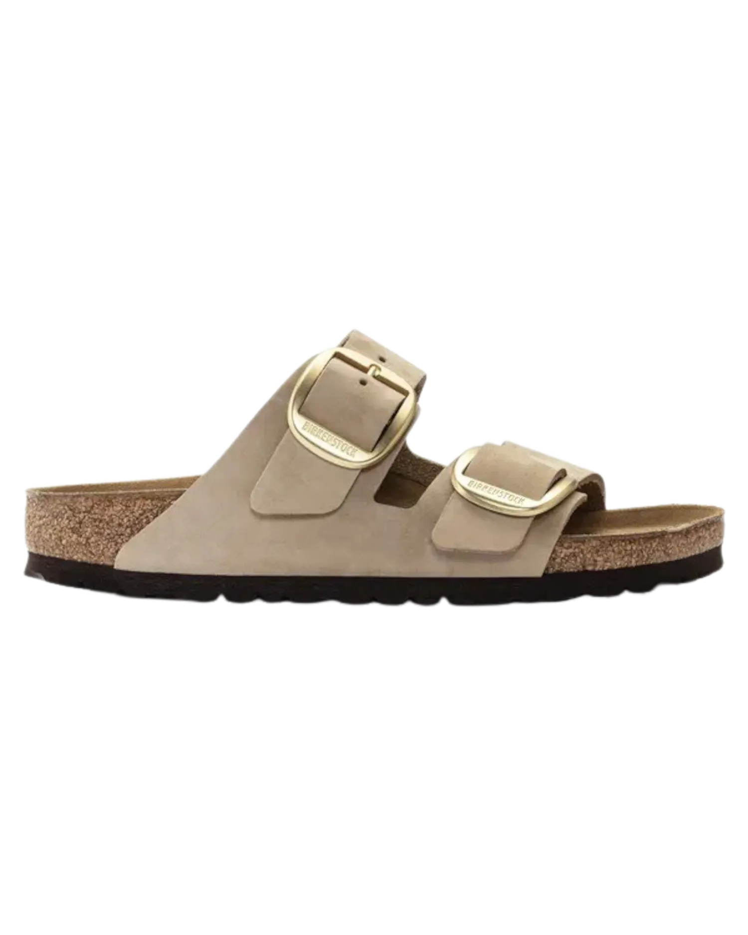 Sandales en cuir nubuck Arizona à grande boucle en couleur château de sable