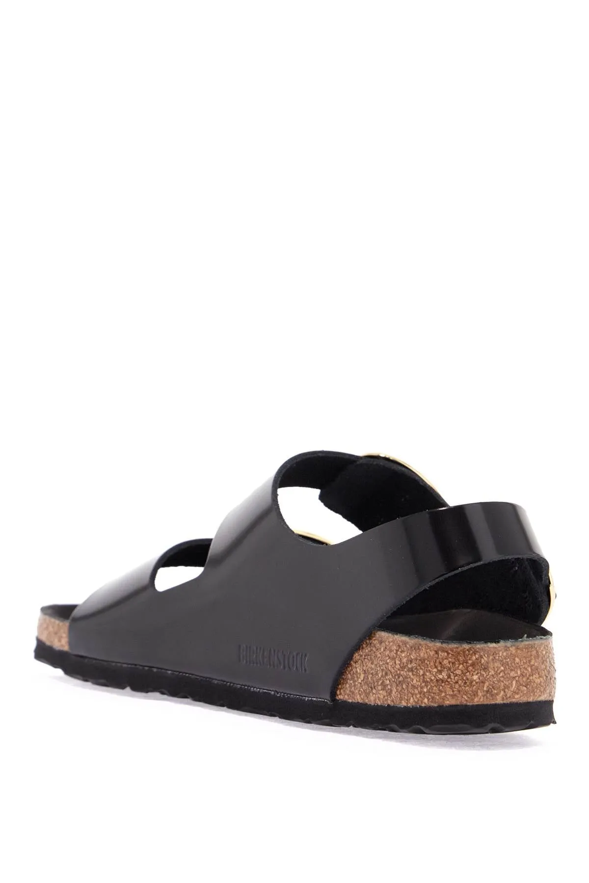 Sandales Birkenstock en cuir noir avec trois grandes boucles