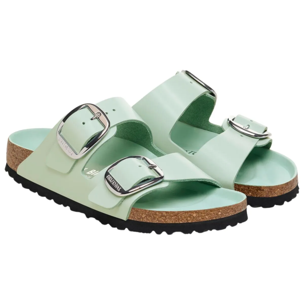 Birkenstock Femme Arizona Grande Boucle Brillant Vert Surf