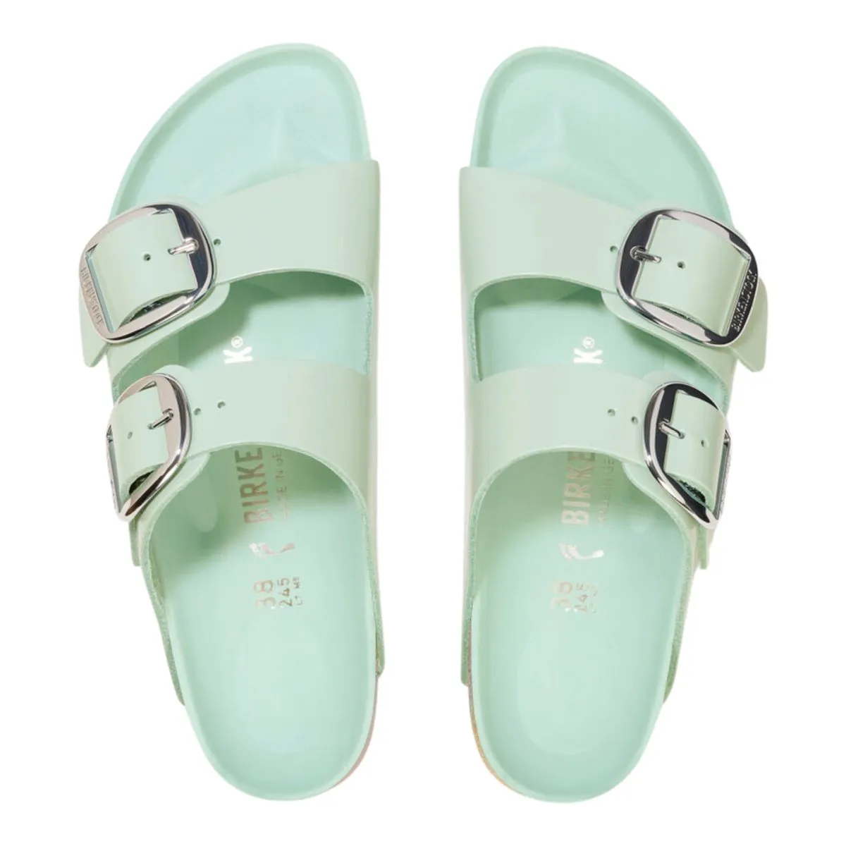 Birkenstock Femme Arizona Grande Boucle Brillant Vert Surf