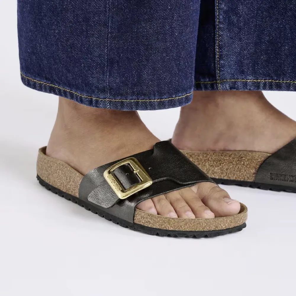 Birkenstock Femme Catalina Luxe Boucle Sandale Birko-Flor en Réglisse Gracieux