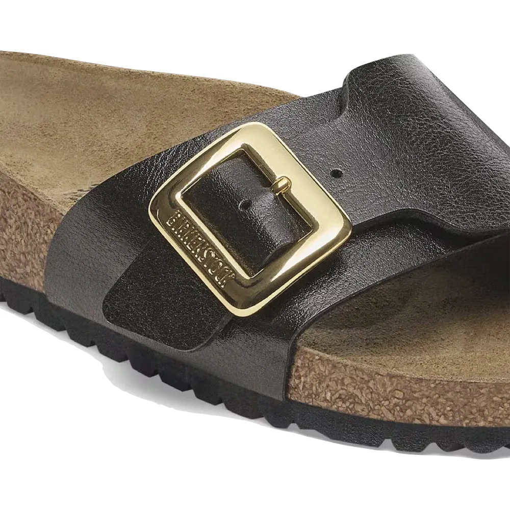 Birkenstock Femme Catalina Luxe Boucle Sandale Birko-Flor en Réglisse Gracieux