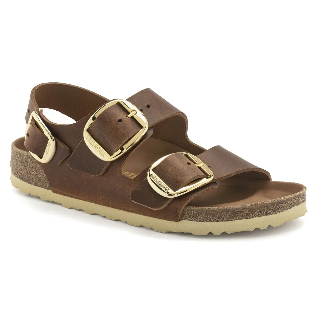 Birkenstock Femme Milano Grande Boucle Cuir Huilé Cognac