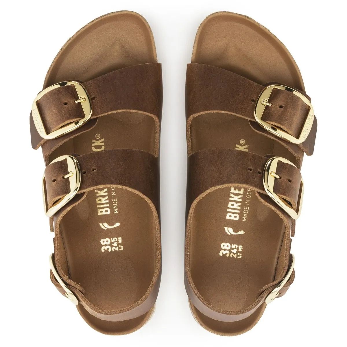 Birkenstock Femme Milano Grande Boucle Cuir Huilé Cognac