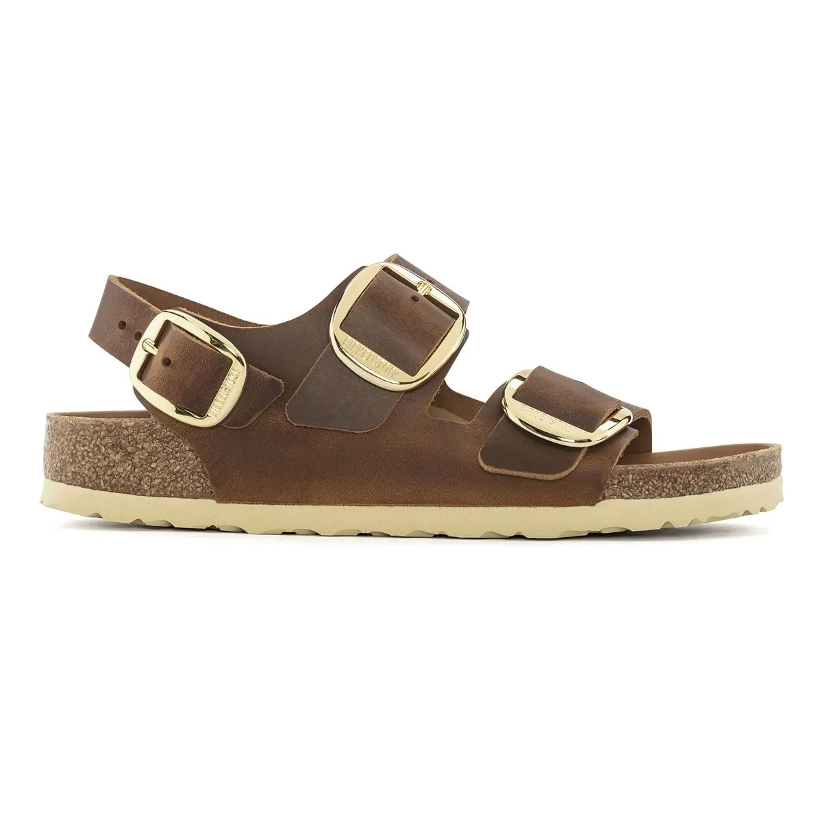Birkenstock Femme Milano Grande Boucle Cuir Huilé Cognac