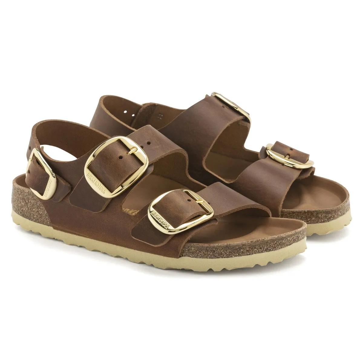 Birkenstock Femme Milano Grande Boucle Cuir Huilé Cognac