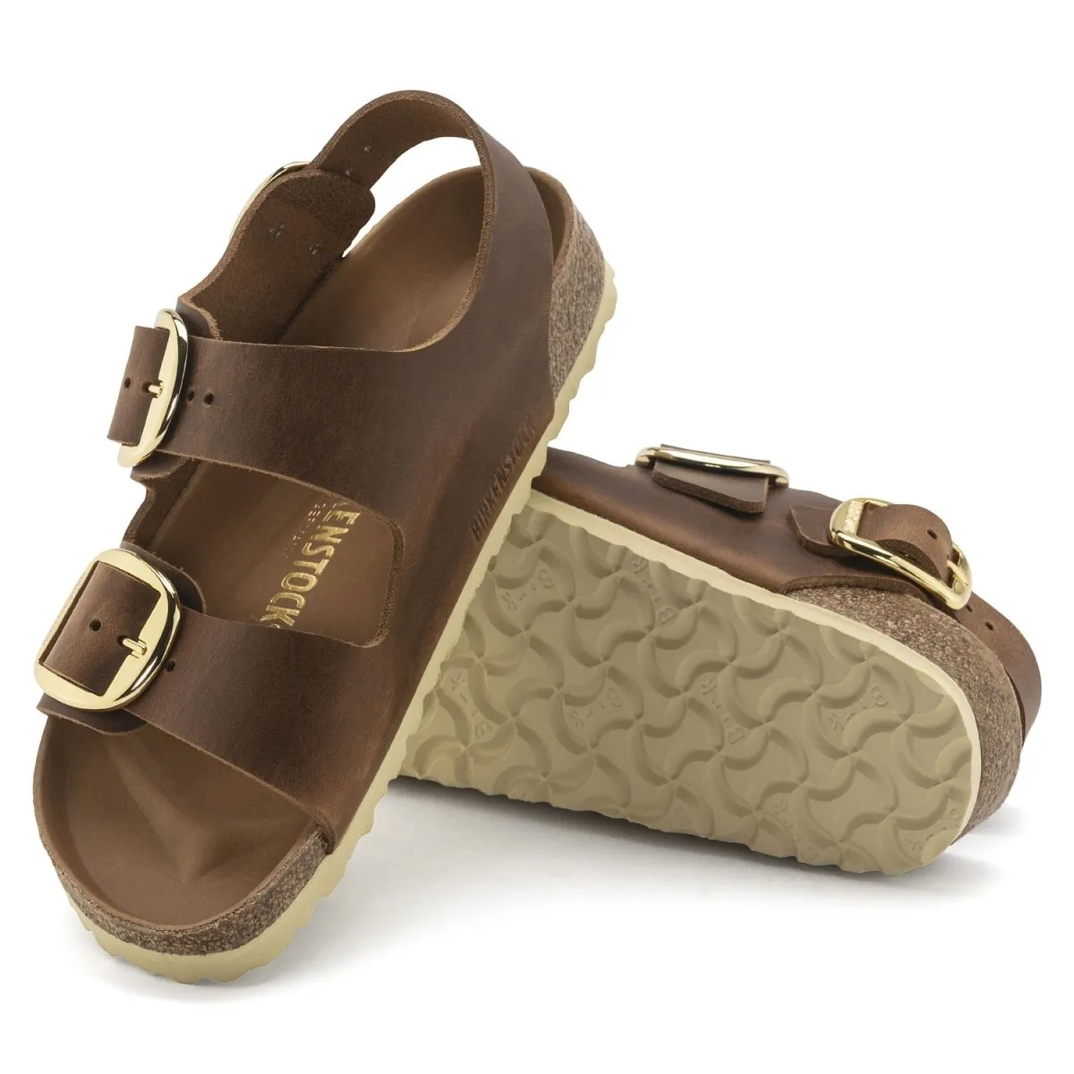 Birkenstock Femme Milano Grande Boucle Cuir Huilé Cognac
