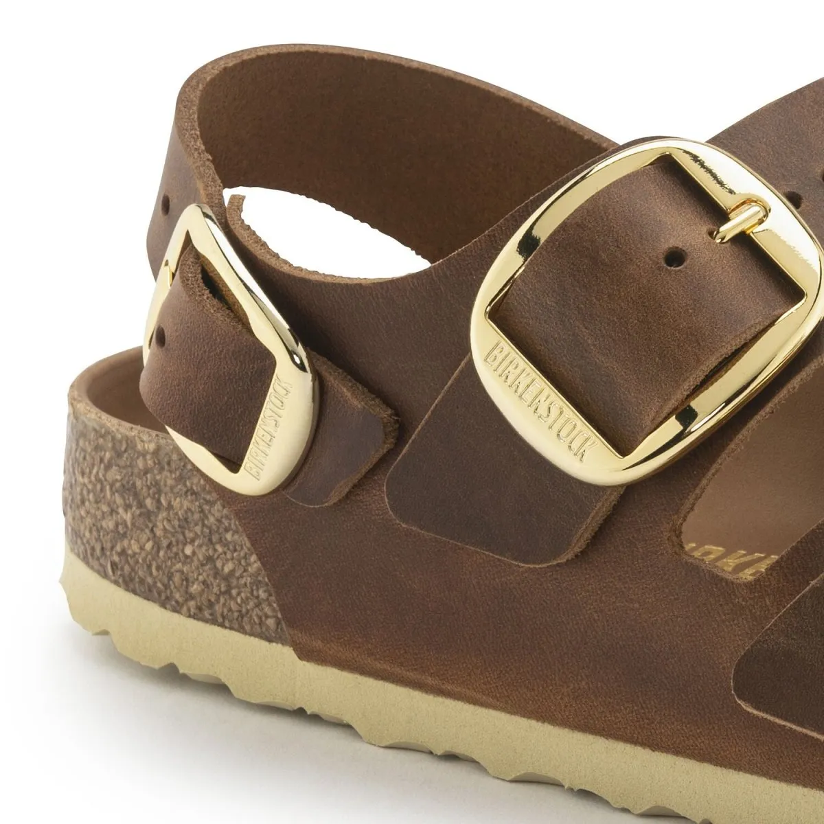 Birkenstock Femme Milano Grande Boucle Cuir Huilé Cognac