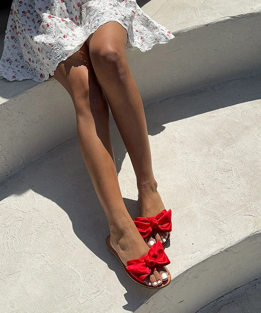 SANDALES DARSEY SATIN ROUGE