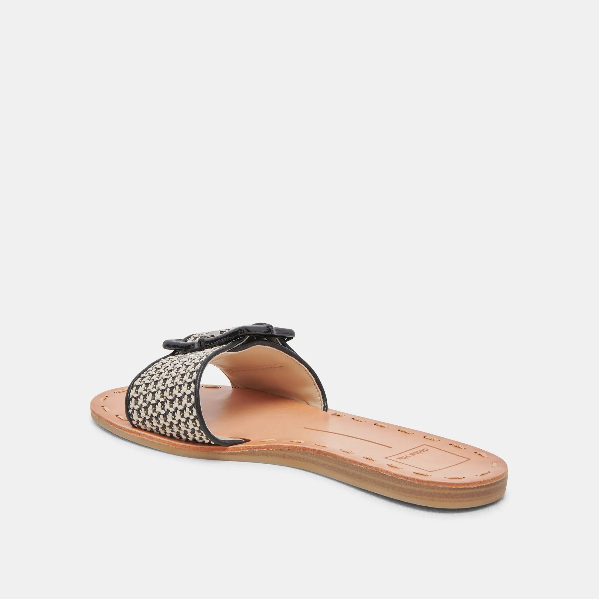 DASA SANDALES LARGES NOIRES RAFFIA NATUREL