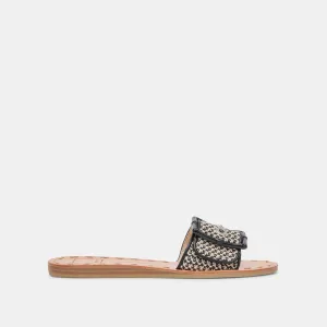 DASA SANDALES LARGES NOIRES RAFFIA NATUREL