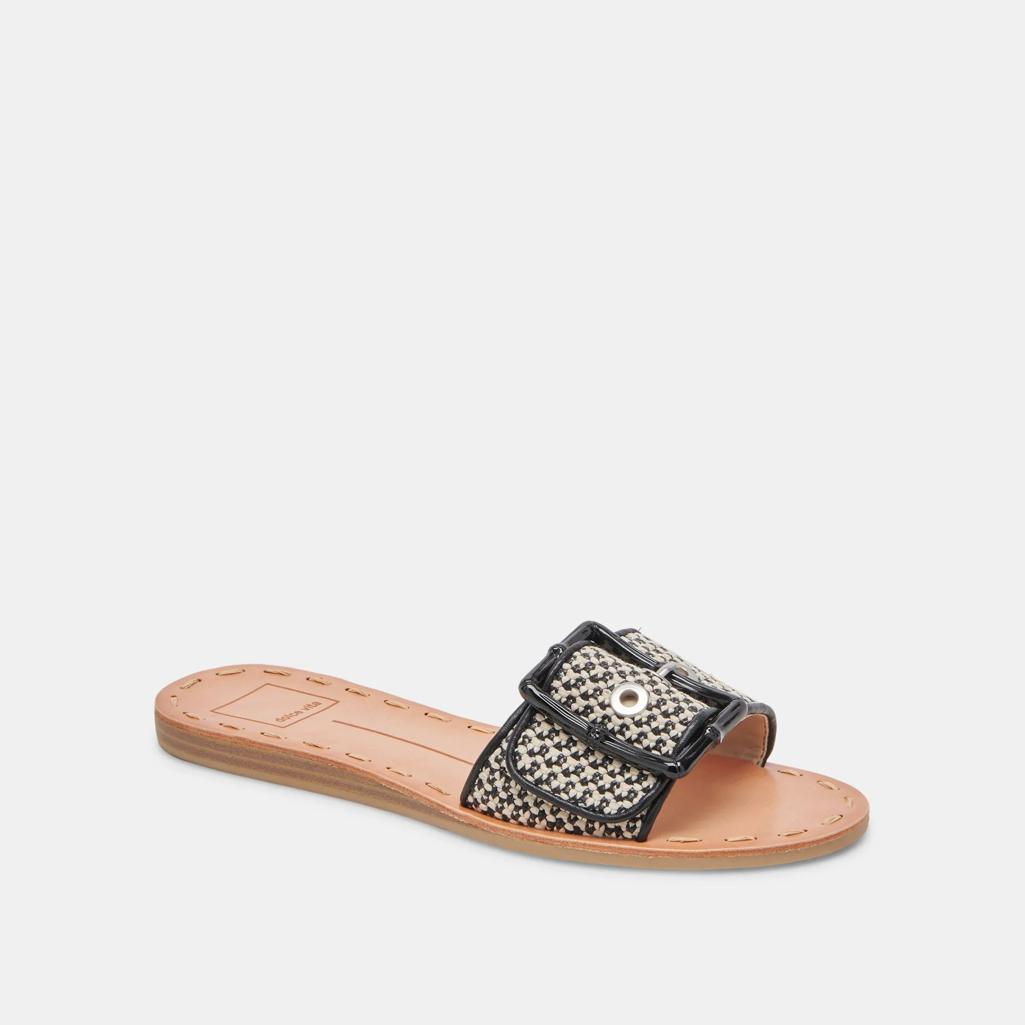 DASA SANDALES LARGES NOIRES RAFFIA NATUREL