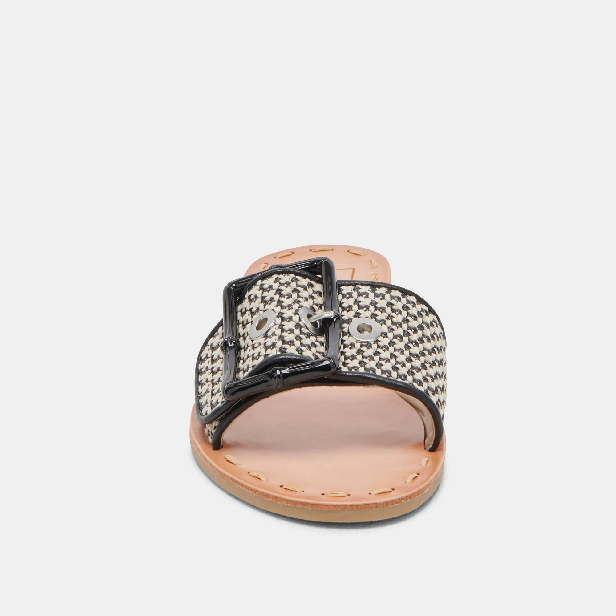 DASA SANDALES LARGES NOIRES RAFFIA NATUREL