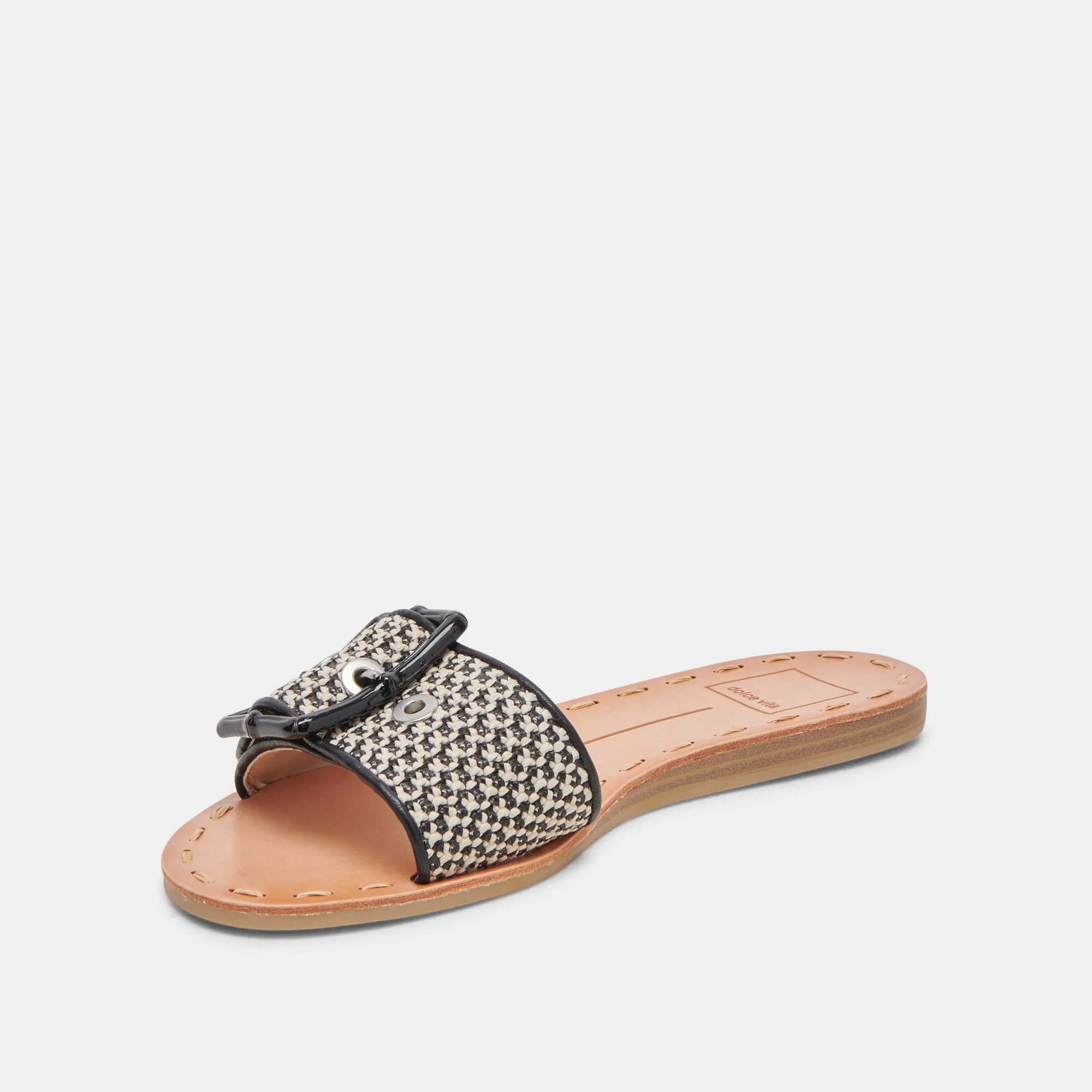DASA SANDALES LARGES NOIRES RAFFIA NATUREL