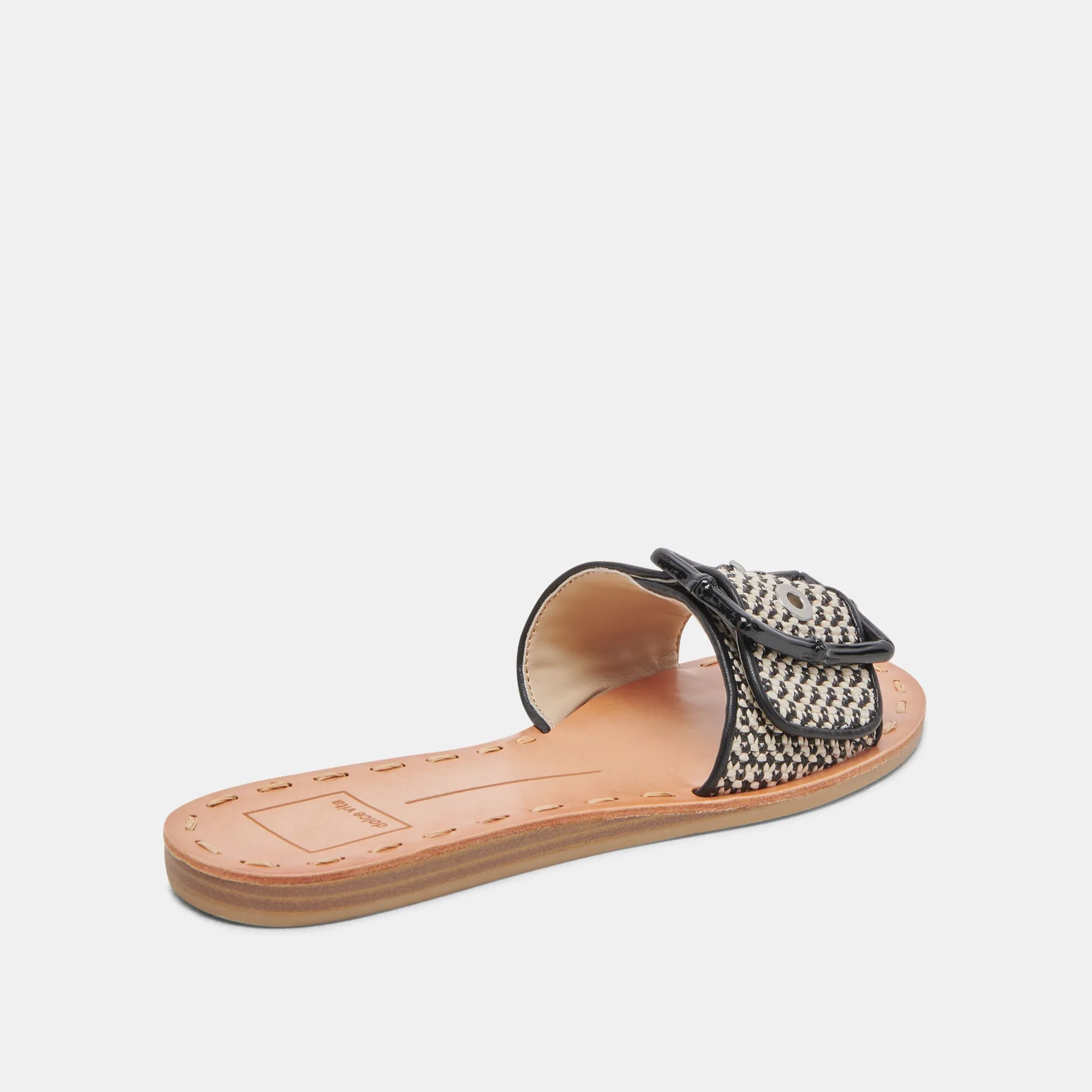 DASA SANDALES LARGES NOIRES RAFFIA NATUREL