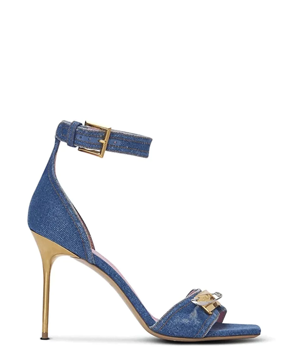 Sandale à épingle de sûreté en jean bleu