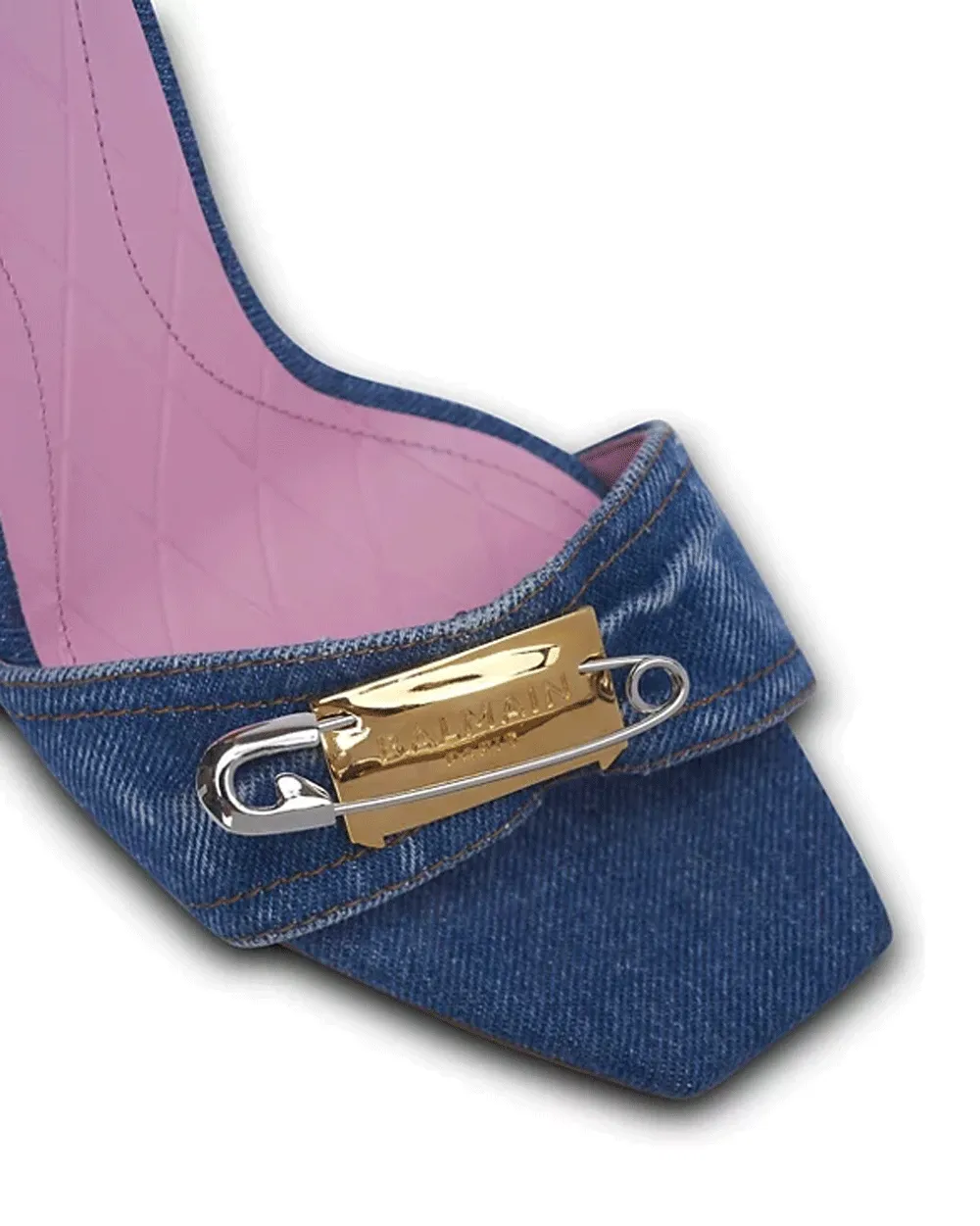 Sandale à épingle de sûreté en jean bleu