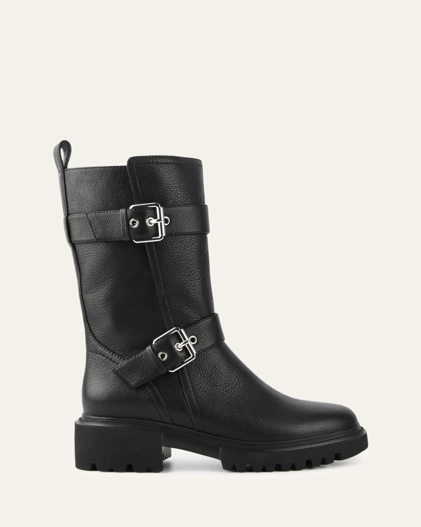 BOTTINES ELLIOT À CHEVILLE PLATE EN CUIR NOIR