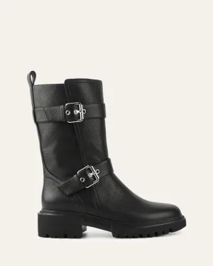 BOTTINES ELLIOT À CHEVILLE PLATE EN CUIR NOIR