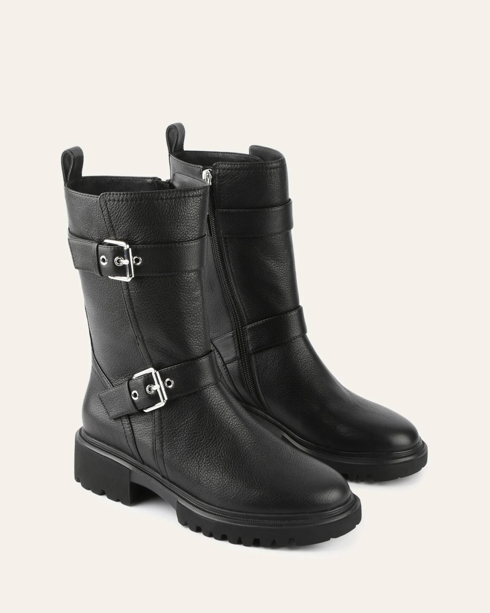BOTTINES ELLIOT À CHEVILLE PLATE EN CUIR NOIR