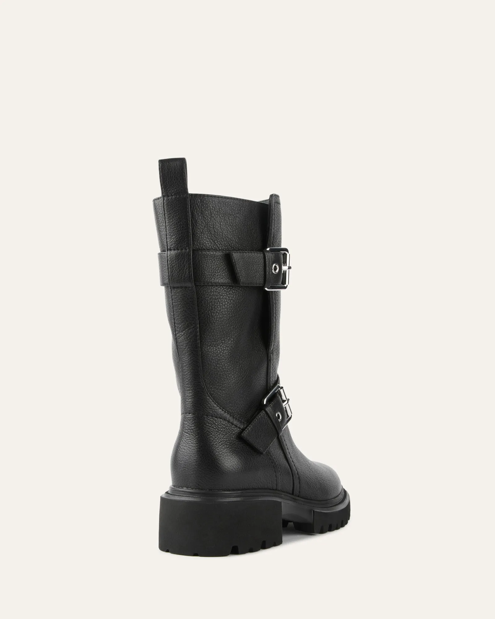 BOTTINES ELLIOT À CHEVILLE PLATE EN CUIR NOIR