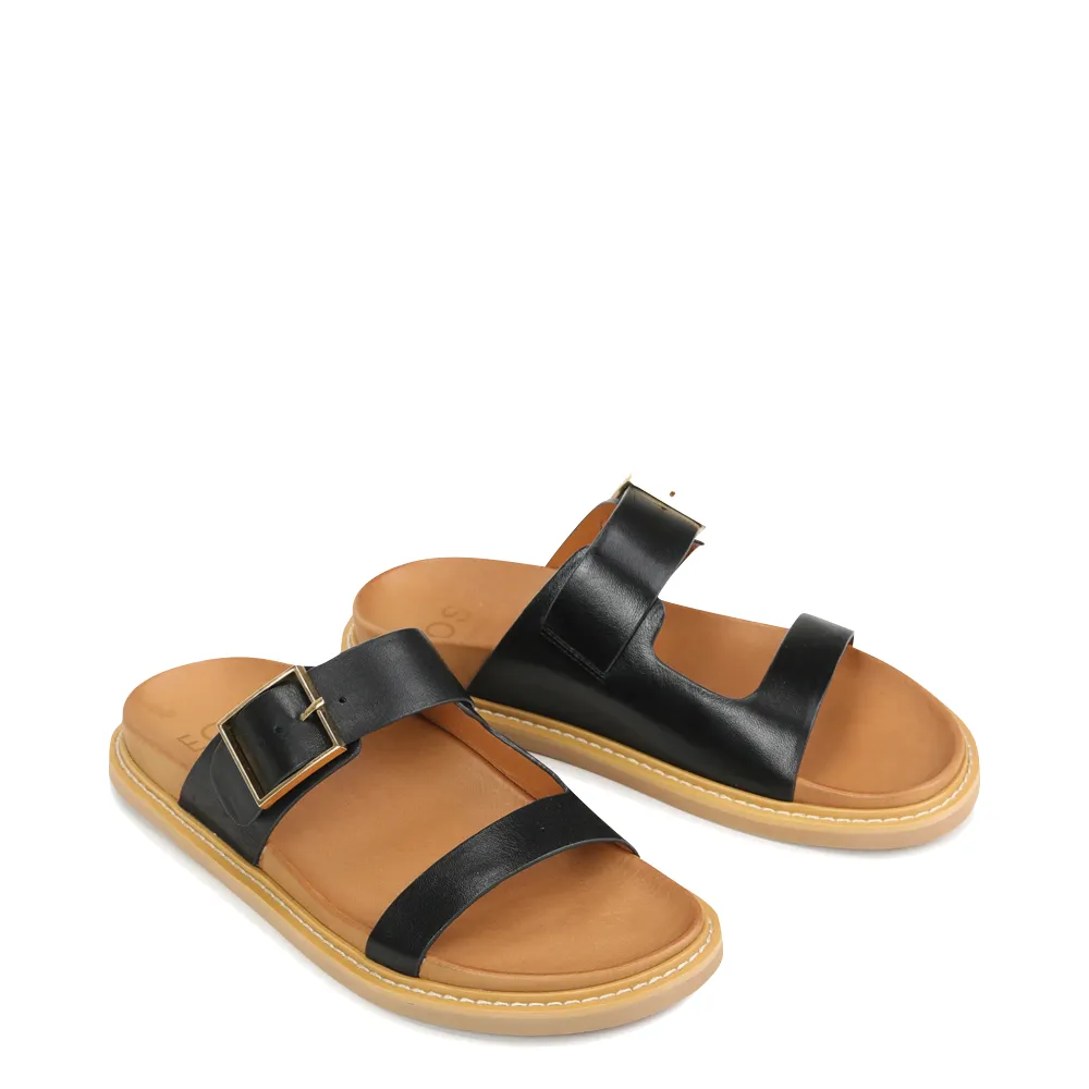 Sandale Slide en Cuir Dedra pour Femme EOS en Noir