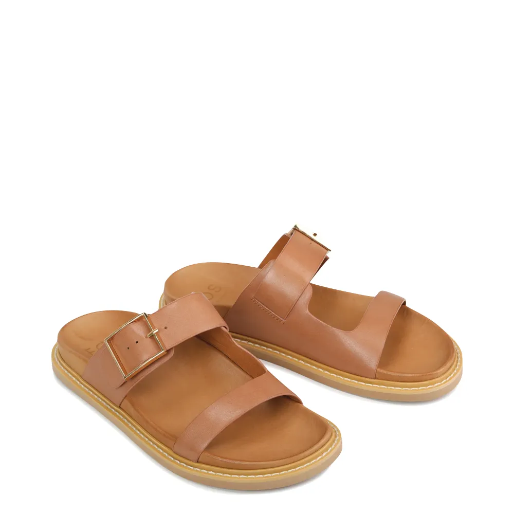 Sandale slide en cuir Dedra pour femme EOS en couleur Brandy