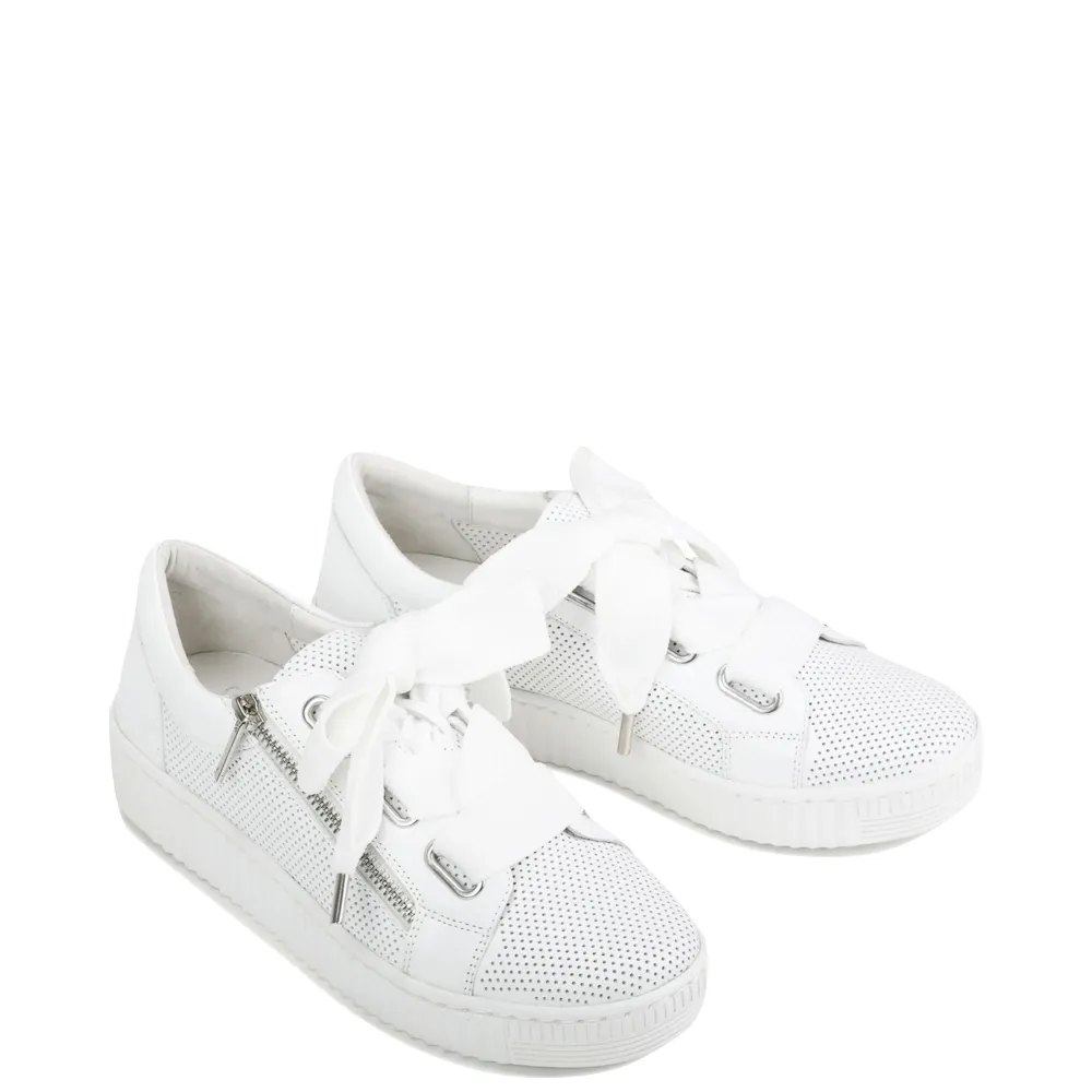 EOS Women's Jovi Luxe Perf Sneaker en cuir à lacets en blanc