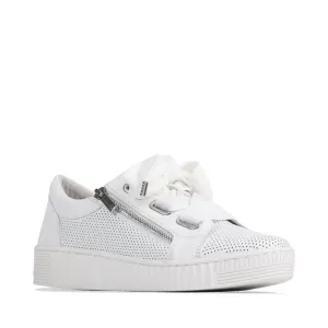 EOS Women's Jovi Luxe Perf Sneaker à Lacets en Cuir Blanc