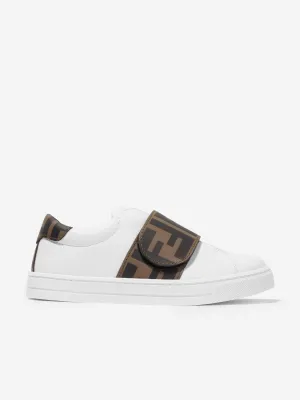 Fendi Kids Baskets en cuir avec logo FF en blanc