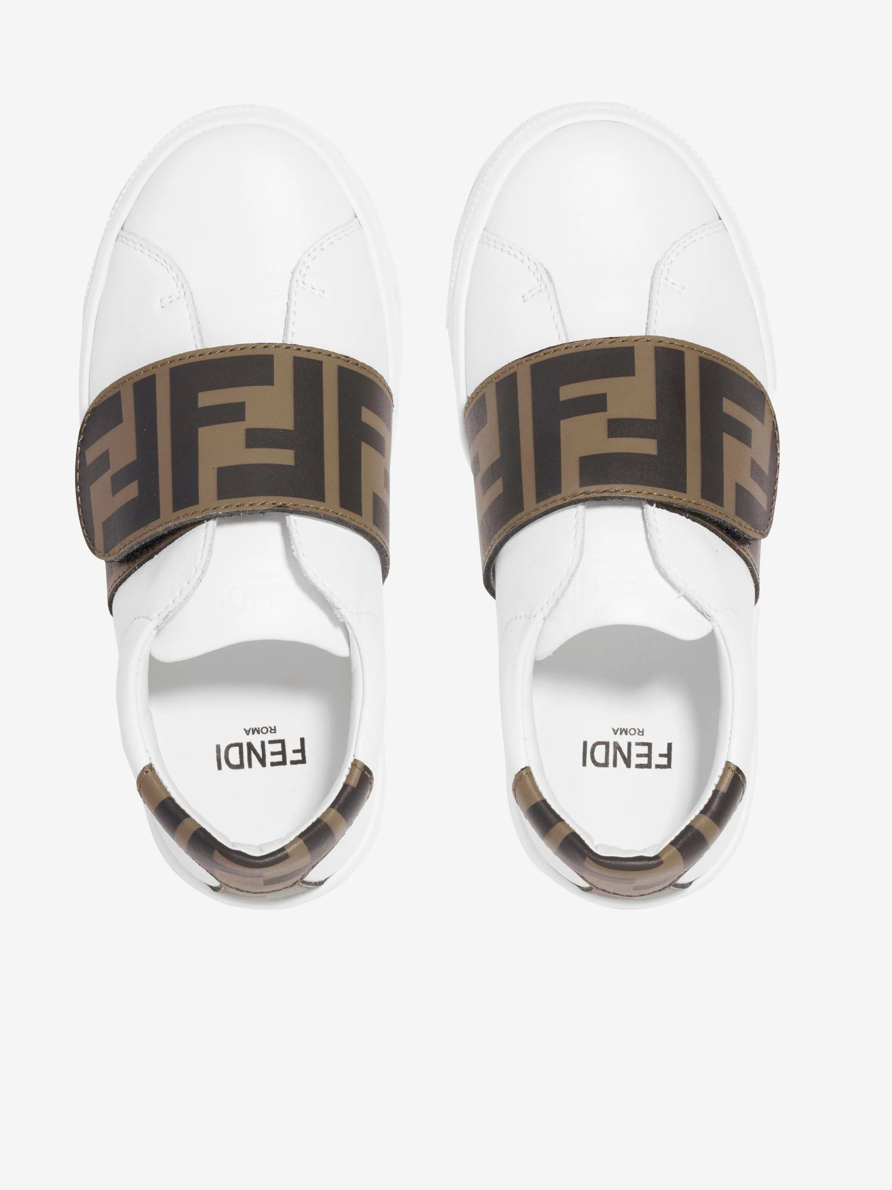 Fendi Kids Baskets en cuir avec logo FF en blanc