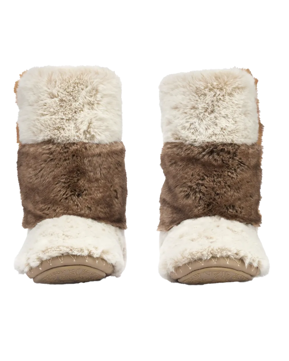 Bottes pantoufles en fausse fourrure de luxe longueur Florence en patchwork de furet