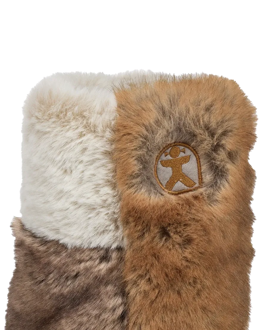Bottes pantoufles en fausse fourrure de luxe longueur Florence en patchwork de furet