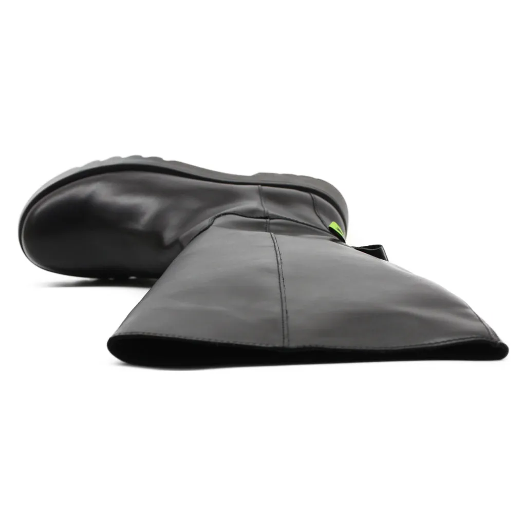 Fly London Mynt908Fly Bottes en cuir pour femmes à fermeture éclair montant jusqu'au genou