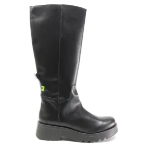 Fly London Mynt908Fly Bottes en cuir pour femmes à fermeture éclair montant jusqu'au genou
