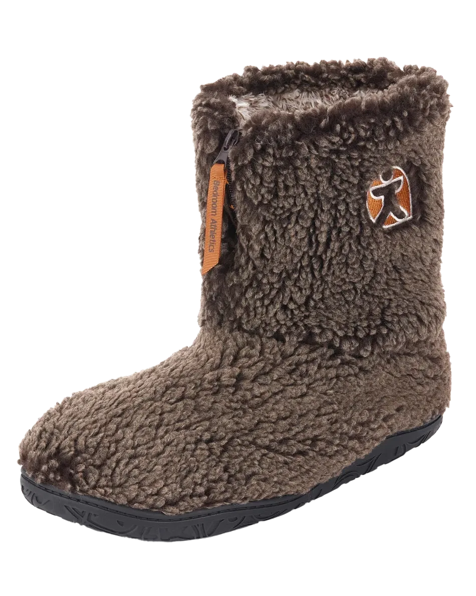Bottes pantoufles en sherpa avec embout neige Gosling en chocolat foncé lavé
