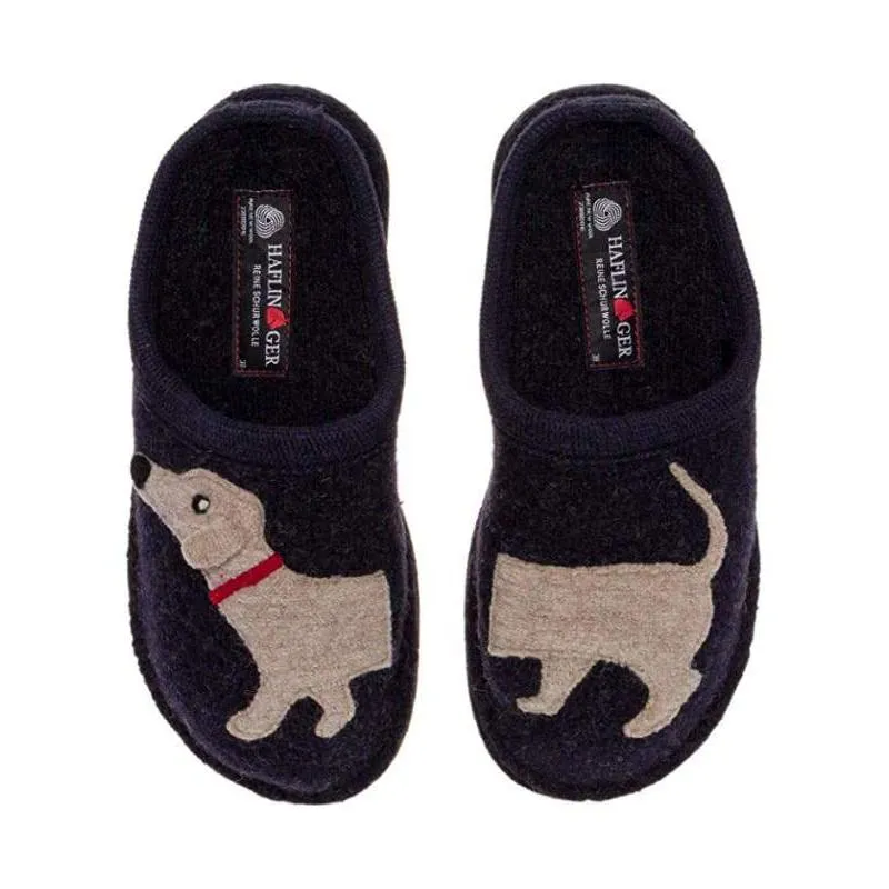 Haflinger Bottes Doggy pour Femme en Laine Bleue