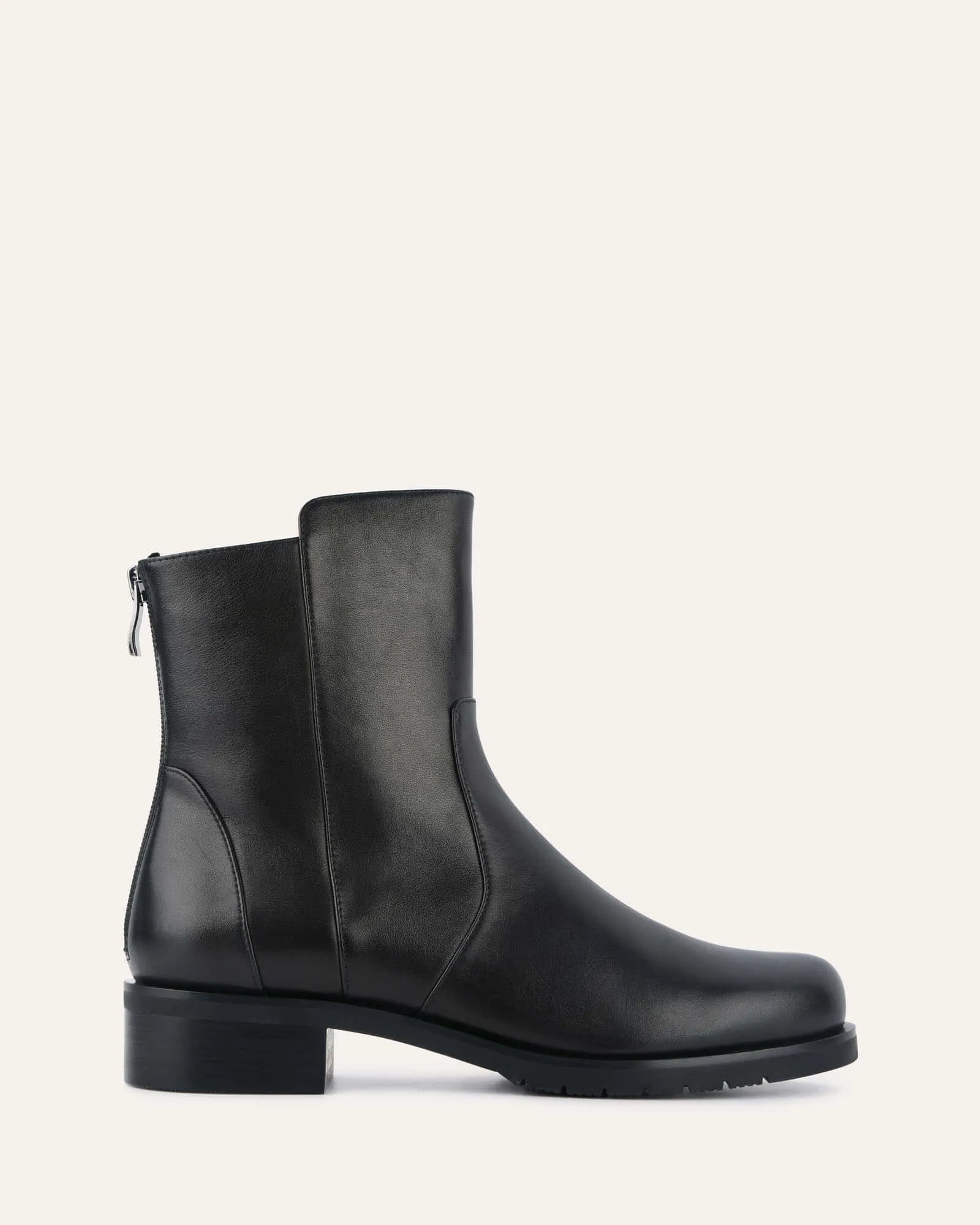 BOTTINES JOHNSTON À CHEVILLE PLATE EN CUIR NOIR
