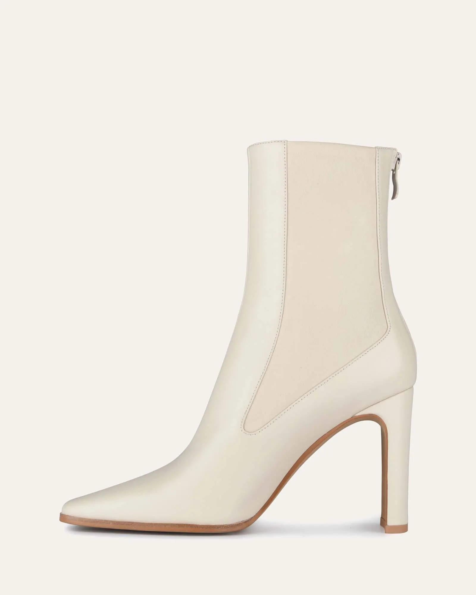 BOTTES HAUTES JUIN EN CUIR OFF-WHITE