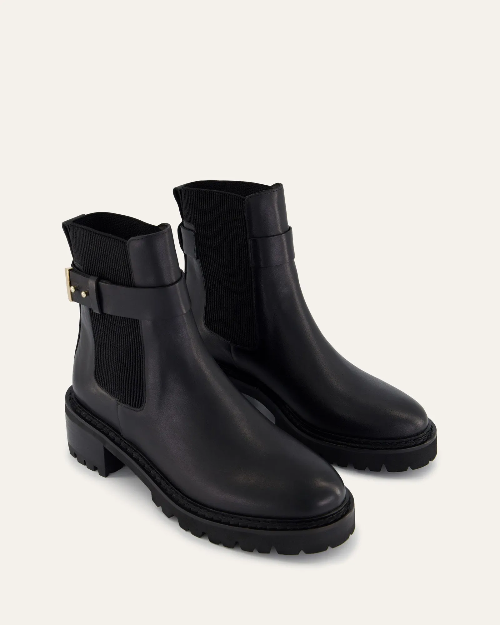 BOTTES PLATES KIKO EN CUIR NOIR