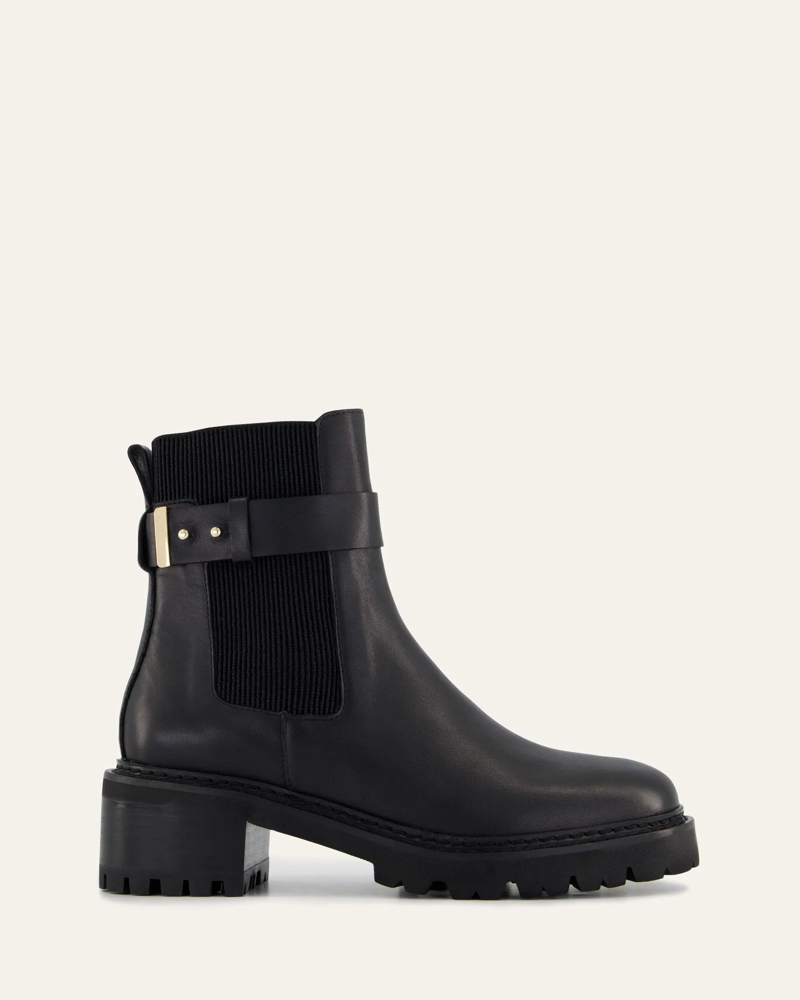 BOTTES PLATES KIKO EN CUIR NOIR