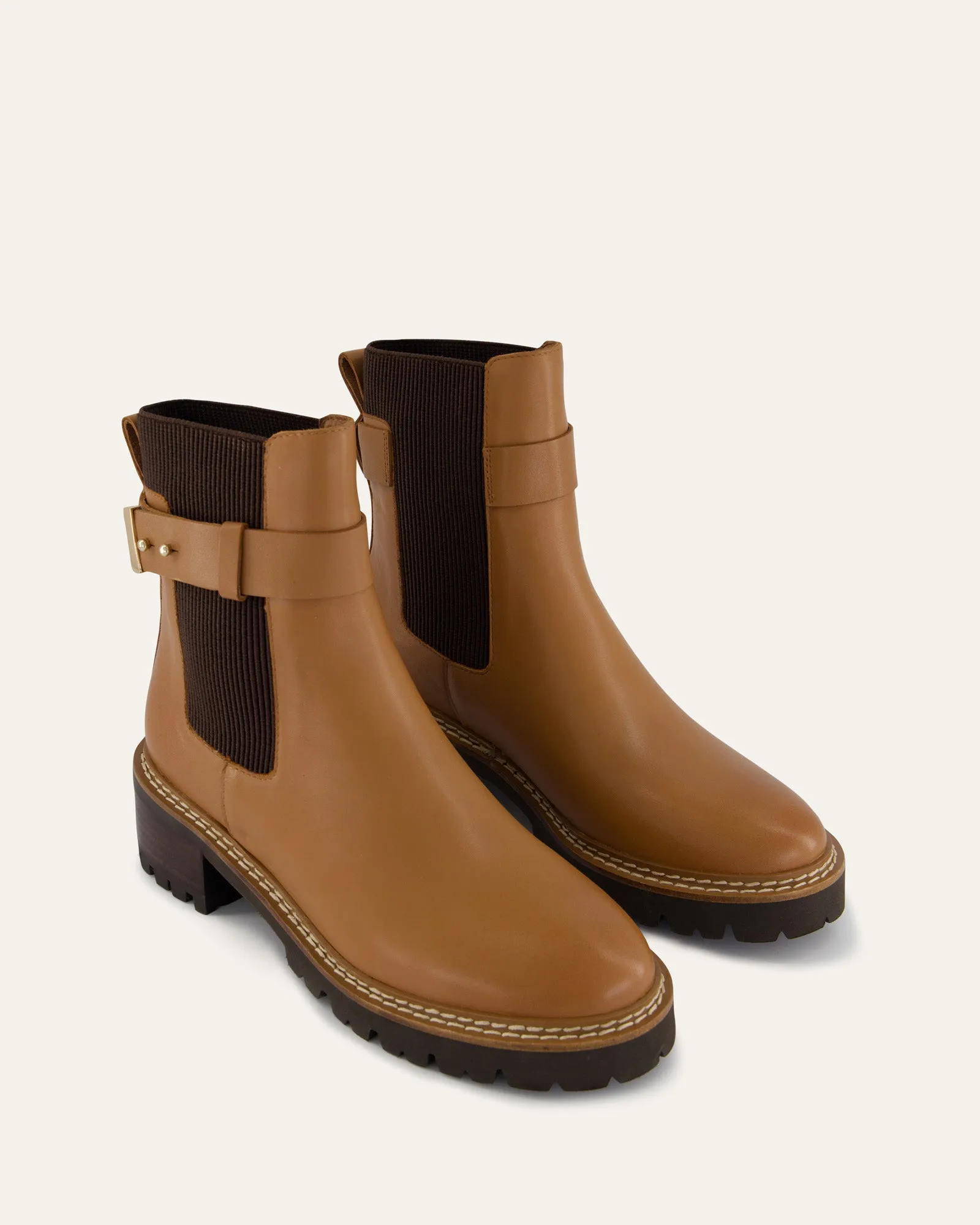 BOTTES PLATES KIKO EN VRAI CUIR TAN