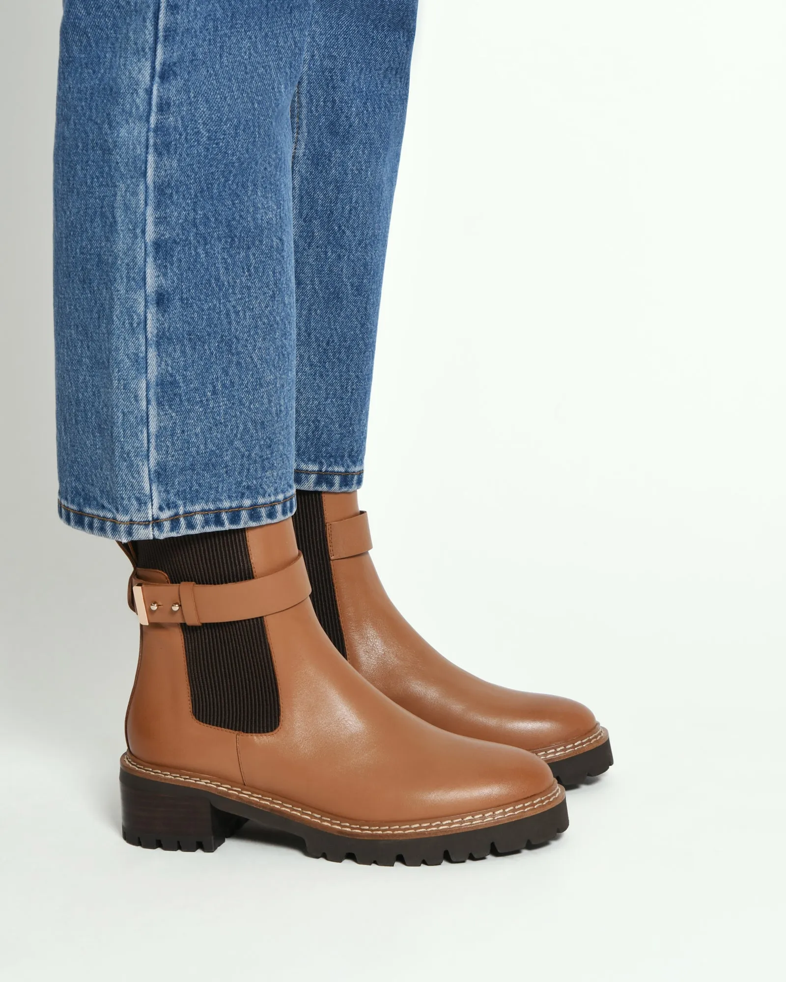 BOTTES PLATES KIKO EN VRAI CUIR TAN
