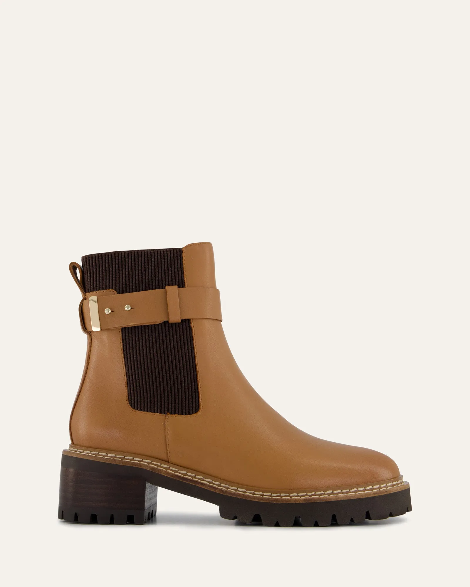 BOTTES PLATES KIKO EN VRAI CUIR TAN