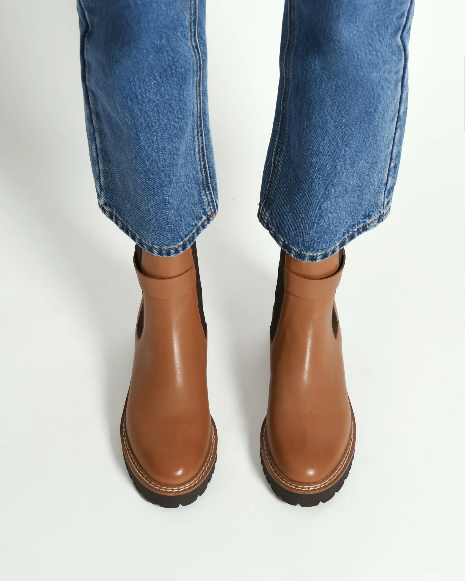 BOTTES PLATES KIKO EN VRAI CUIR TAN
