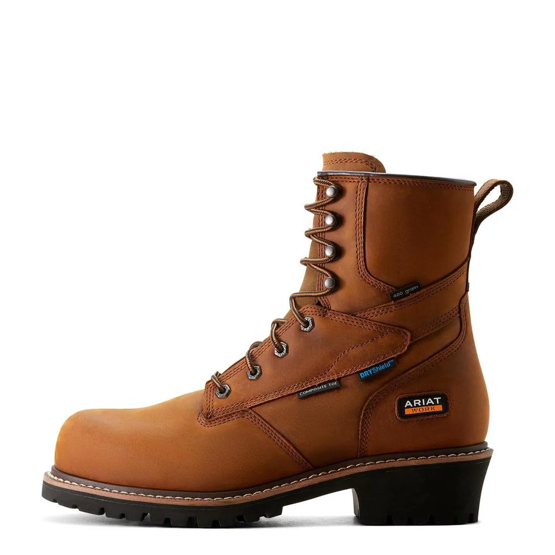 Botte de travail imperméable isolée à embout composite Logger Shock Shield Cuivre Marron