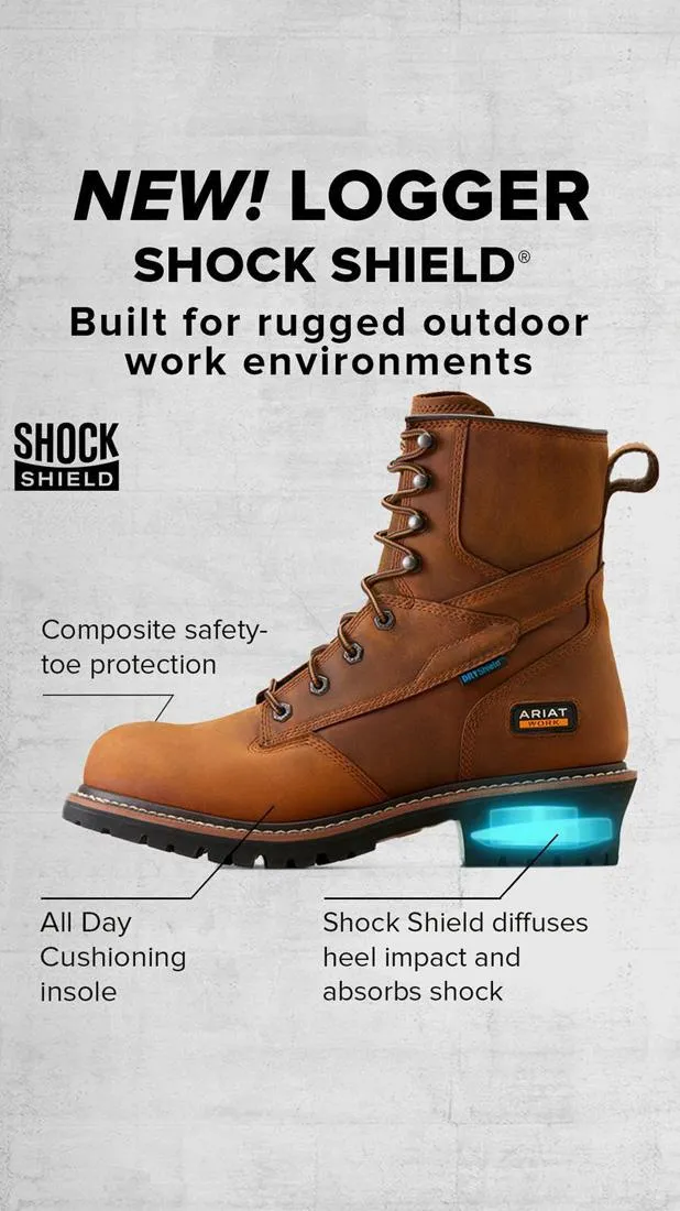 Botte de travail imperméable Logger Shock Shield à embout composite marron cuivré