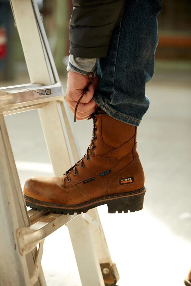 Botte de travail imperméable Logger Shock Shield à embout composite marron cuivré